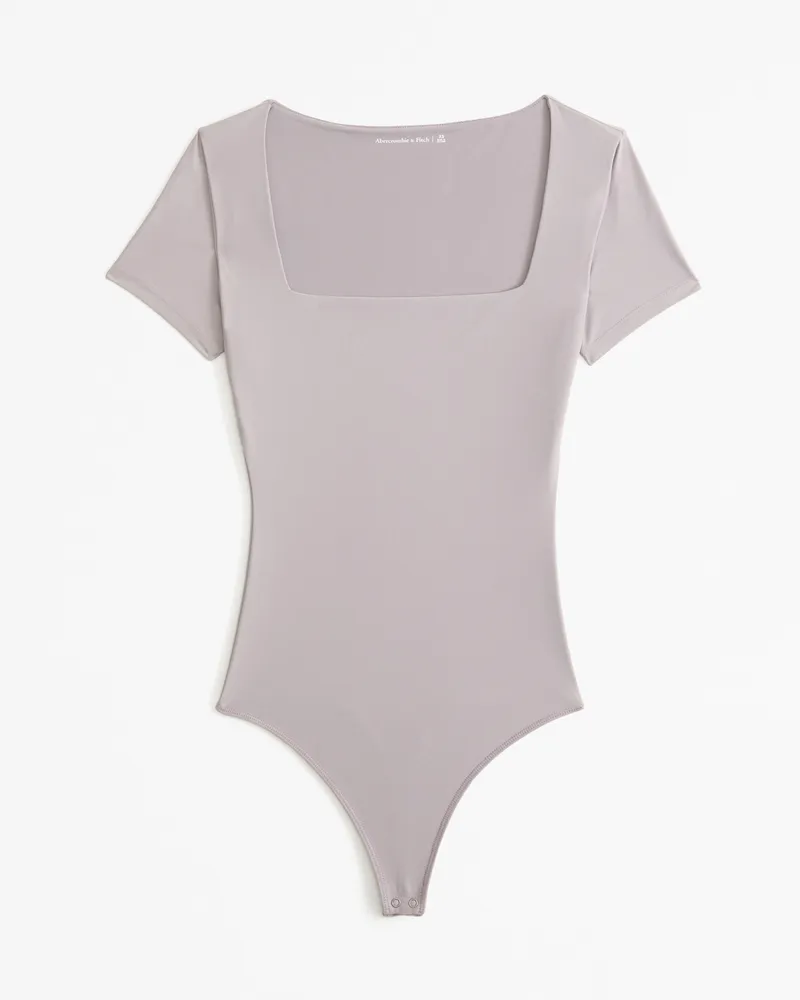 Soft Matte Seamless Short-Sleeve Squareneck Bodysuit