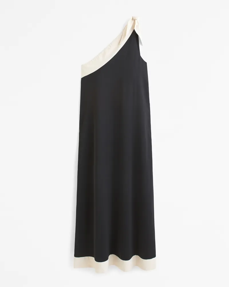 One-Shoulder Scarf Midi Dress