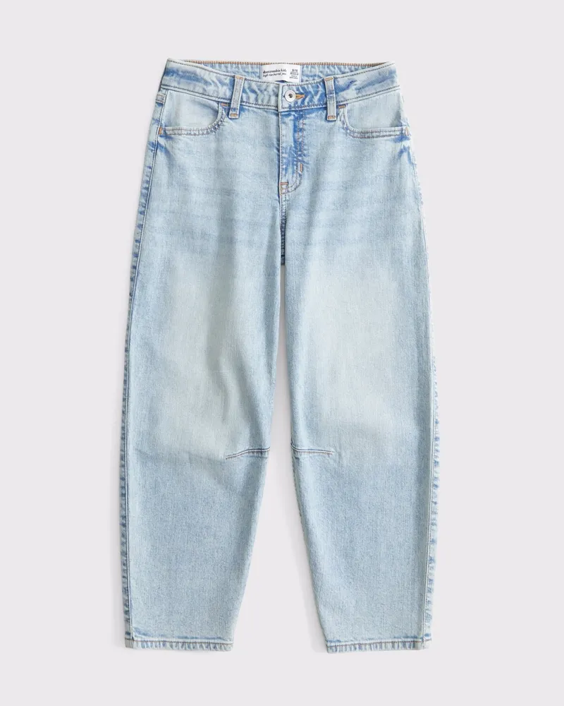high rise barrel jeans